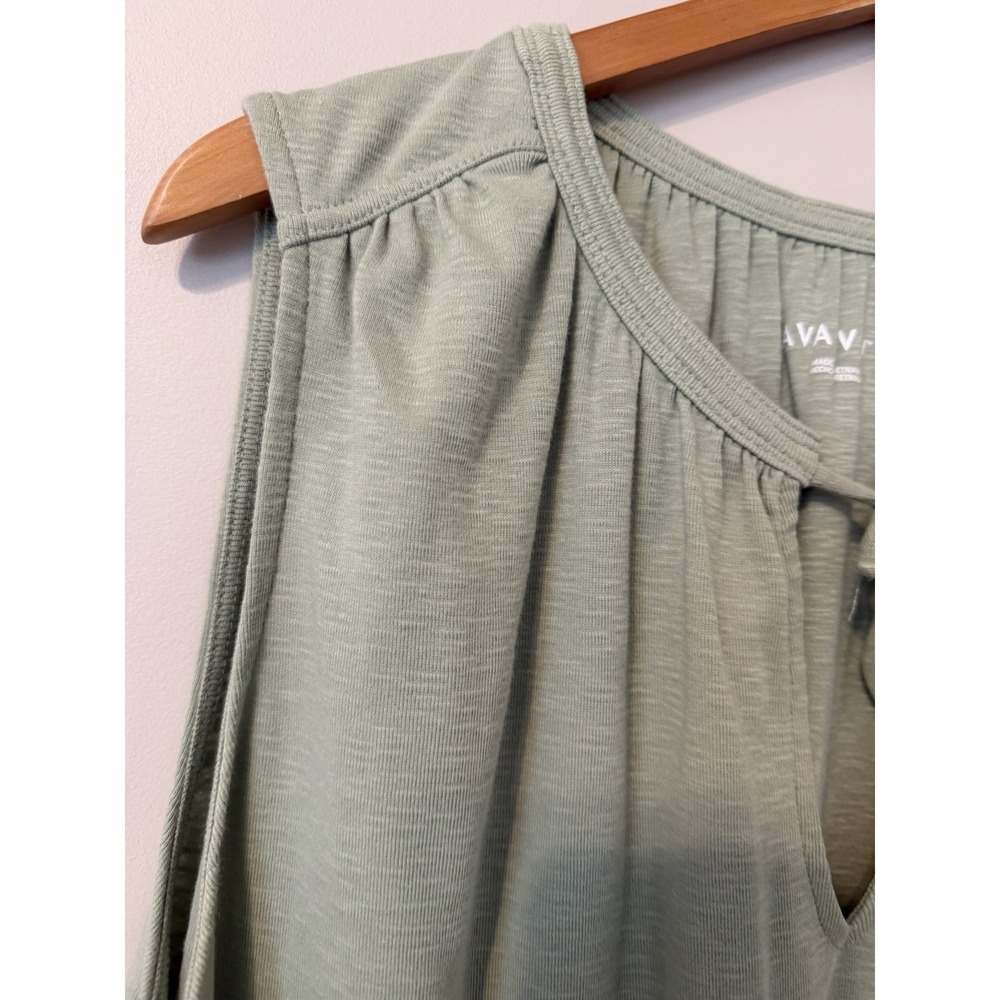 Ava & Viv Tank Top Womens 2X Green Keyhole Tie Neck Sleeveless Basic Soft NWOT - Picture 2 of 13